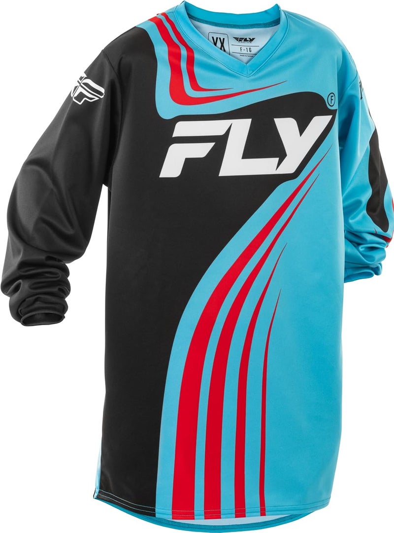 Fly Racing Youth F-16 Jersey (Cyan/Black/Red, Youth X-Large) - Image 1